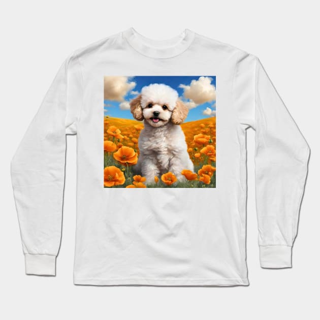 California Poppy Toy Poodle Long Sleeve T-Shirt by Doodle and Things